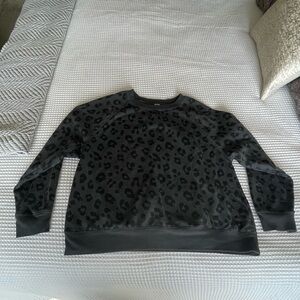 Old Navy Black and Gray Leopard Fleece Sweatshirt